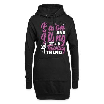 Bâton Twirling Bâton Twirler cadeau - Sweat-shirt à capuche long Femme - noir - Devant