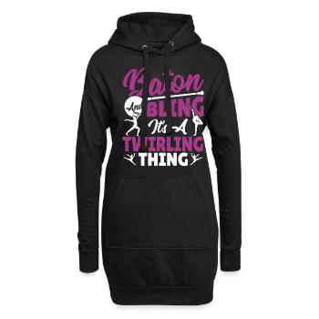 Bâton Twirling Bâton Twirler cadeau - Sweat-shirt à capuche long Femme - noir - Devant