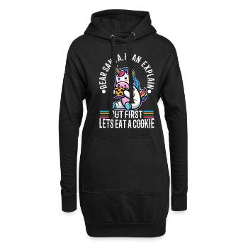 Cher père Noël, je peux vous expliquer Mais d’abord, mangeons un - Sweat-shirt à capuche long Femme - noir - Devant