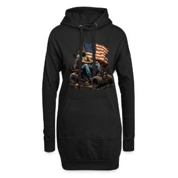 Tondeuse de course drôle Drapeau américain - Sweat-shirt à capuche long Femme - noir - Devant