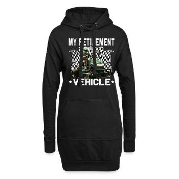 Mein Rasenmäher Im Ruhestandsfahrzeug Rennend - Hoodie-Kleid - Schwarz - Vorne