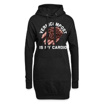 Jardin de ver de terre, ver de lombriculture, ver fermier - Sweat-shirt à capuche long Femme - noir - Devant