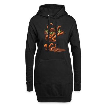 Regenwurm Vermicompost Worm Bauernwurm - Hoodie-Kleid - Schwarz - Vorne