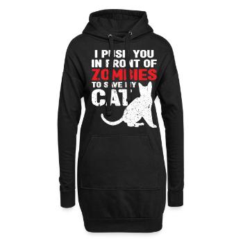 Des zombies qui fuient pour sauver mon chat - Sweat-shirt à capuche long Femme - noir - Devant