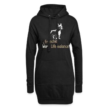 Frenchie Work Life Balance – Liebhaber Der - Hoodie-Kleid - Schwarz - Vorne