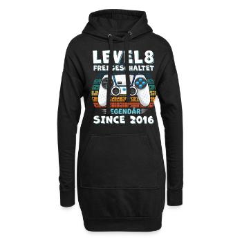 8 Geburtstag - Hoodie-Kleid - Schwarz - Vorne