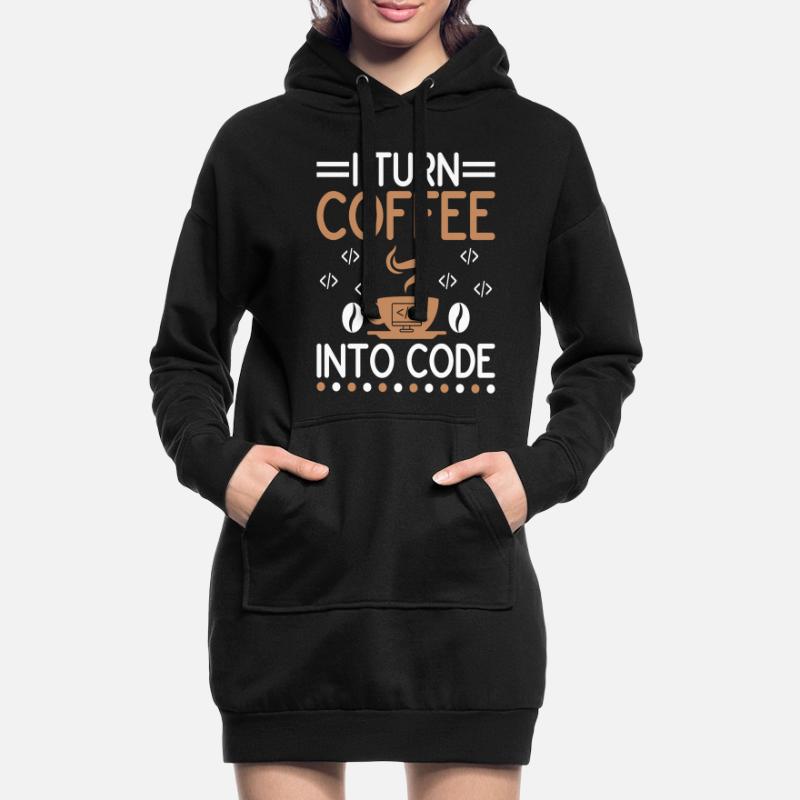 Café Codage Programmeur Codeur Développeur Nerd Coff Sweat-shirt à capuche long Femme