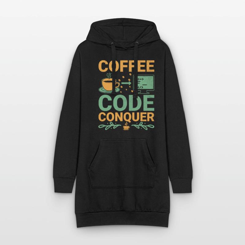 Café Codage Programmeur Codeur Développeur Nerd Coff Sweat-shirt à capuche long Femme