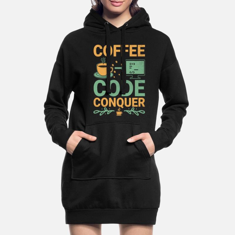 Café Codage Programmeur Codeur Développeur Nerd Coff Sweat-shirt à capuche long Femme