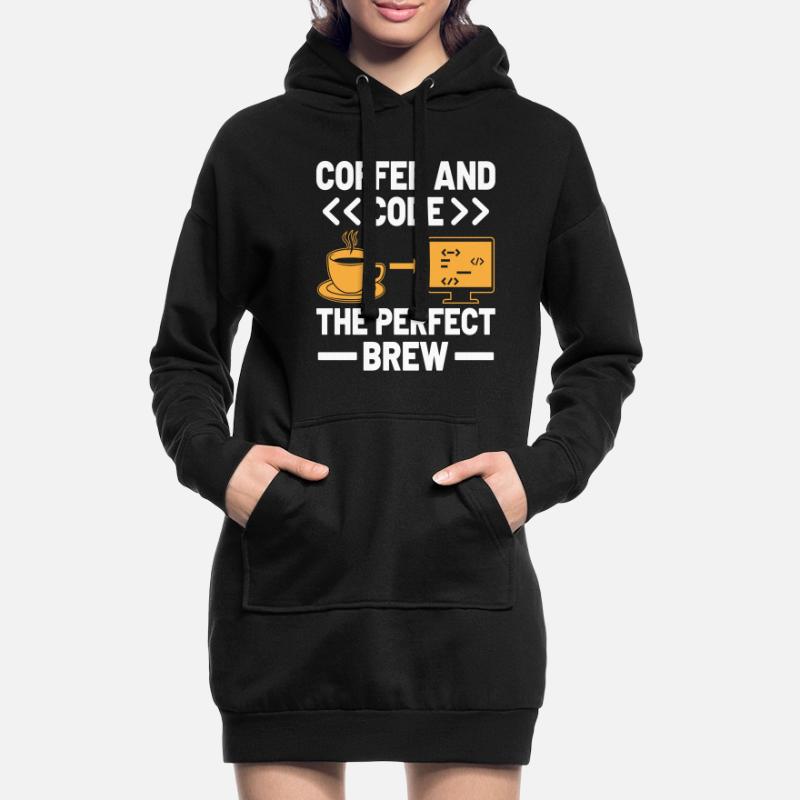 Café Codage Programmeur Codeur Développeur Nerd Coff Sweat-shirt à capuche long Femme