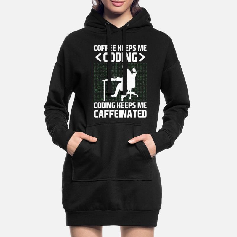Kaffee-Codierung Programmierer Programmierer Entwickler Nerd Coff Hoodie-Kleid