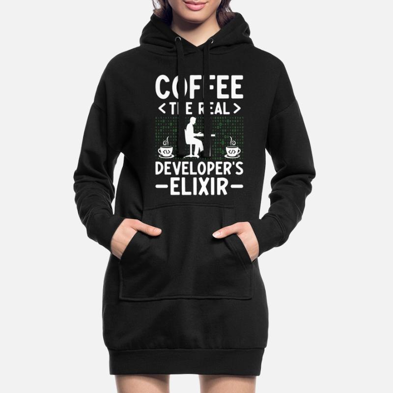 Café Codage Programmeur Codeur Développeur Nerd Coff Sweat-shirt à capuche long Femme