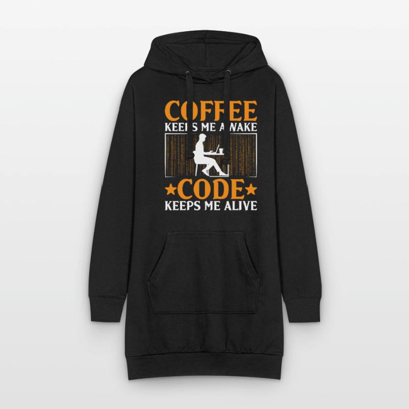 Kaffee-Codierung Programmierer Programmierer Entwickler Nerd Coff Hoodie-Kleid