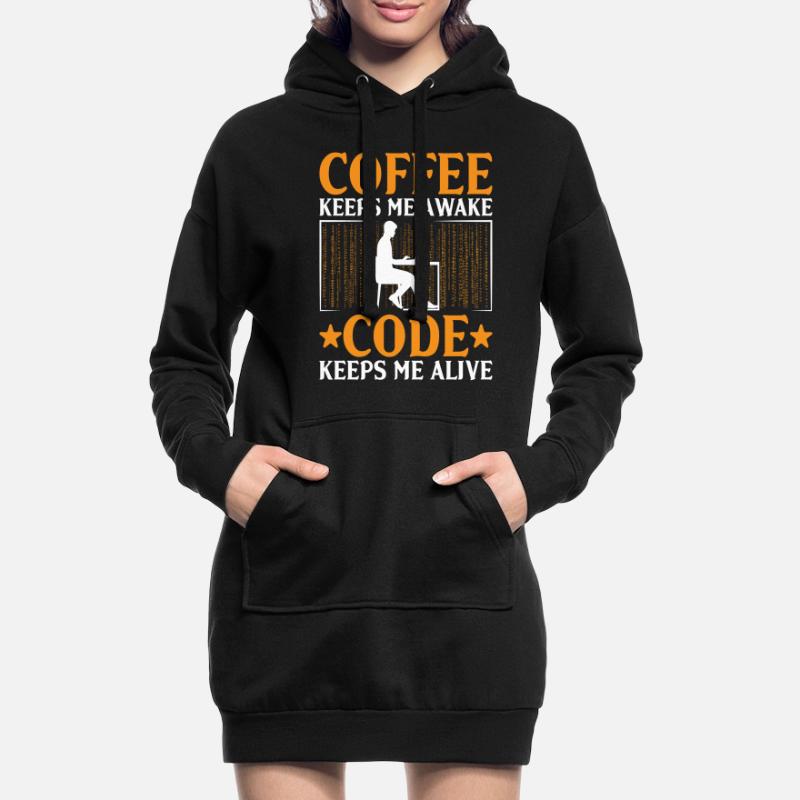 Kaffee-Codierung Programmierer Programmierer Entwickler Nerd Coff Hoodie-Kleid