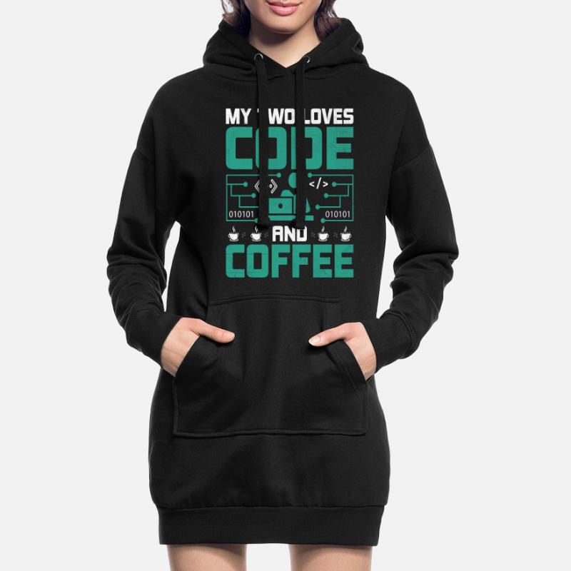 Kaffee-Codierung Programmierer Programmierer Entwickler Nerd Coff Hoodie-Kleid