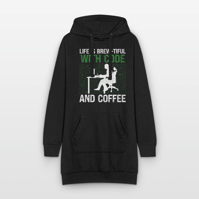 Kaffee-Codierung Programmierer Programmierer Entwickler Nerd Coff Hoodie-Kleid