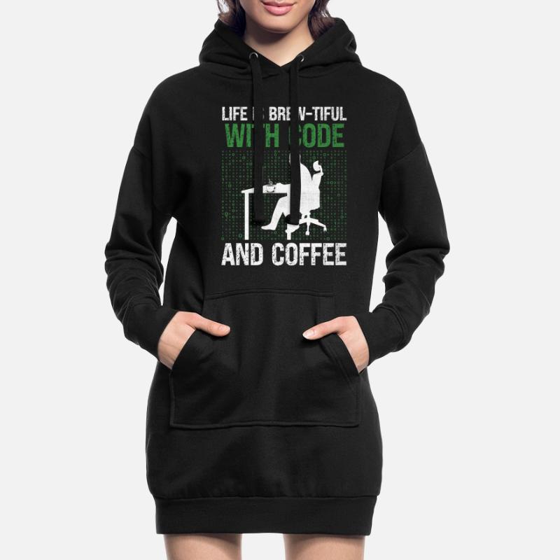 Kaffee-Codierung Programmierer Programmierer Entwickler Nerd Coff Hoodie-Kleid