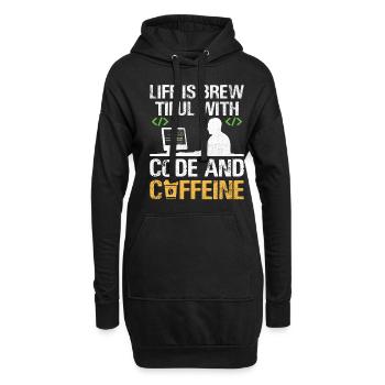 Café Codage Programmeur Codeur Développeur Nerd Coff - Sweat-shirt à capuche long Femme - noir - Devant