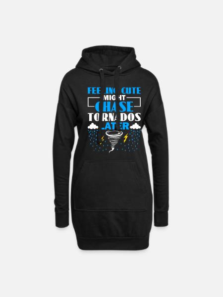 Je suis à la poursuite des tornades, rien ne me fait peur - tempête - Sweat-shirt à capuche long Femme - noir