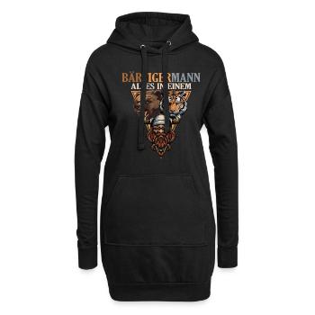 Wikinger - Bärtigermann Bär Tiger Mann - Hoodie-Kleid - Schwarz - Vorne