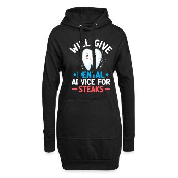 Wird zahnärztliche Ratschläge für Steaks geben Zahnarzt Dental - Hoodie-Kleid - Schwarz - Vorne
