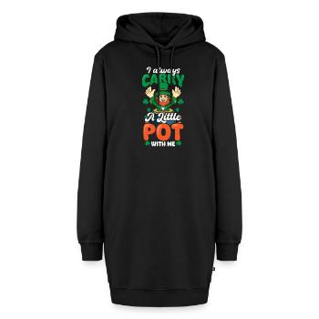 Drôle de la Saint-Patrick toujours porter petit pot - Sweat-shirt à capuche long Femme - noir - Devant