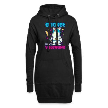 Cricket-Spieler Mein Valentinstag Einhorn - Hoodie-Kleid - Schwarz - Vorne