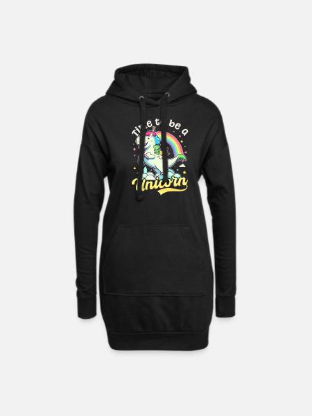 Einhorn Zeit, Einhorn zu sein - Hoodie-Kleid - Schwarz