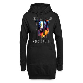 Cet humain appartient à un chien Border Collie - Sweat-shirt à capuche long Femme - noir - Devant