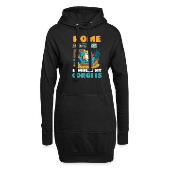 Corgi Mama Papa Zuhause Wo Corgi ist - Hoodie-Kleid - Schwarz - Vorne