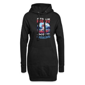 Fischer nennen mich hübsch, nehmen mich mit beim Angeln - Hoodie-Kleid - Schwarz - Vorne