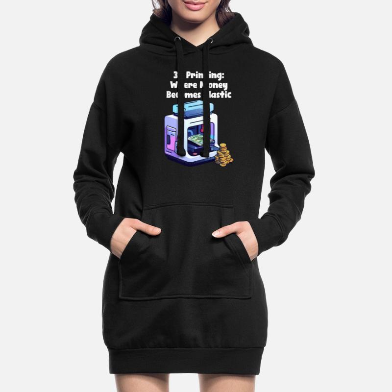 Impression 3D L’impression 3D L’argent devient plastique Sweat-shirt à capuche long Femme