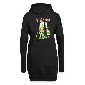 Katze Ostern Küken Jagd Mhe - Hoodie-Kleid - Schwarz - Vorne