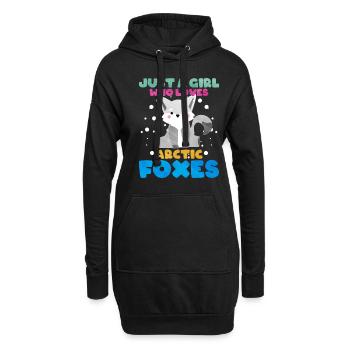 Niedliches Polarfuchs-Geschenk - Hoodie-Kleid - Schwarz - Vorne