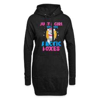 Niedliches Polarfuchs-Geschenk - Hoodie-Kleid - Schwarz - Vorne