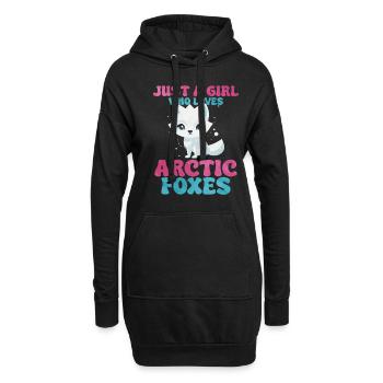 Niedliches Polarfuchs-Geschenk - Hoodie-Kleid - Schwarz - Vorne