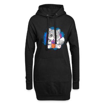 Niedliches Polarfuchs-Geschenk - Hoodie-Kleid - Schwarz - Vorne