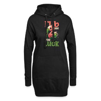 Irischer Flamingo St. Patricks Reiben für Glück - Hoodie-Kleid - Schwarz - Vorne