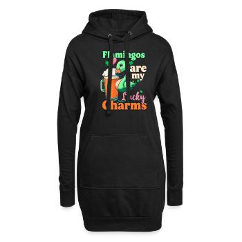 Flamant rose irlandais St Patricks flamants roses porte-bonheur - Sweat-shirt à capuche long Femme - noir - Devant