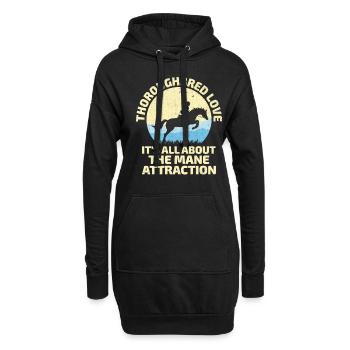 Vollblut Pferderennen Reiten Reiterpferde - Hoodie-Kleid - Schwarz - Vorne