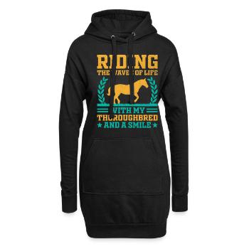 Courses de chevaux pur-sang Équitation Chevaux équestres - Sweat-shirt à capuche long Femme - noir - Devant