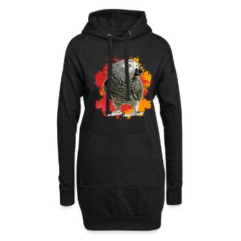 Cadeau de perroquet gris africain - Sweat-shirt à capuche long Femme - noir - Devant