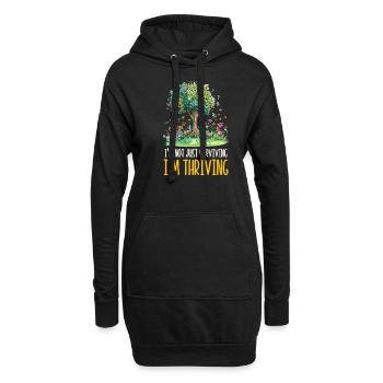 Un survivant d’un AVC ne se contente pas de survivre en s’épanouissant - Sweat-shirt à capuche long Femme - noir - Devant
