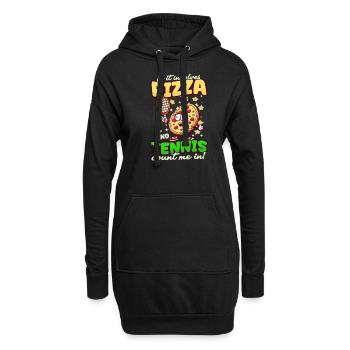 Tennisspieler Pizza Tennis - Hoodie-Kleid - Schwarz - Vorne