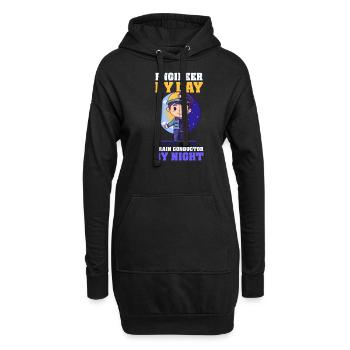 Modellbahn-Ingenieur-Tag, Zugschaffner-Nacht - Hoodie-Kleid - Schwarz - Vorne