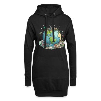 Anti Littering No Environment Recycle - Hoodie-Kleid - Schwarz - Vorne
