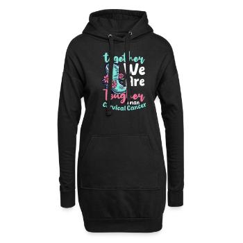 Sensibilisation au cancer du col de l’utérus Ensemble, nous sommes plus forts - Sweat-shirt à capuche long Femme - noir - Devant