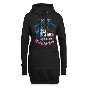 Inscription Sirène Licorne Première Classe - Sweat-shirt à capuche long Femme - noir - Devant