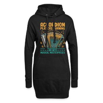 Akkordeonspieler verwandeln Luft in musikalisches Meisterwerk - Hoodie-Kleid - Schwarz - Vorne