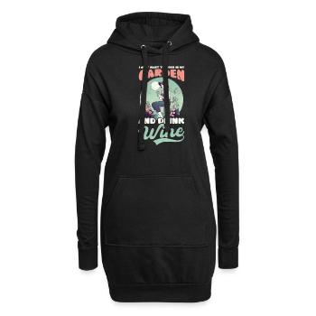 Paysagiste Jardinage Travail Dans Le Jardin Boire Du Vin - Sweat-shirt à capuche long Femme - noir - Devant